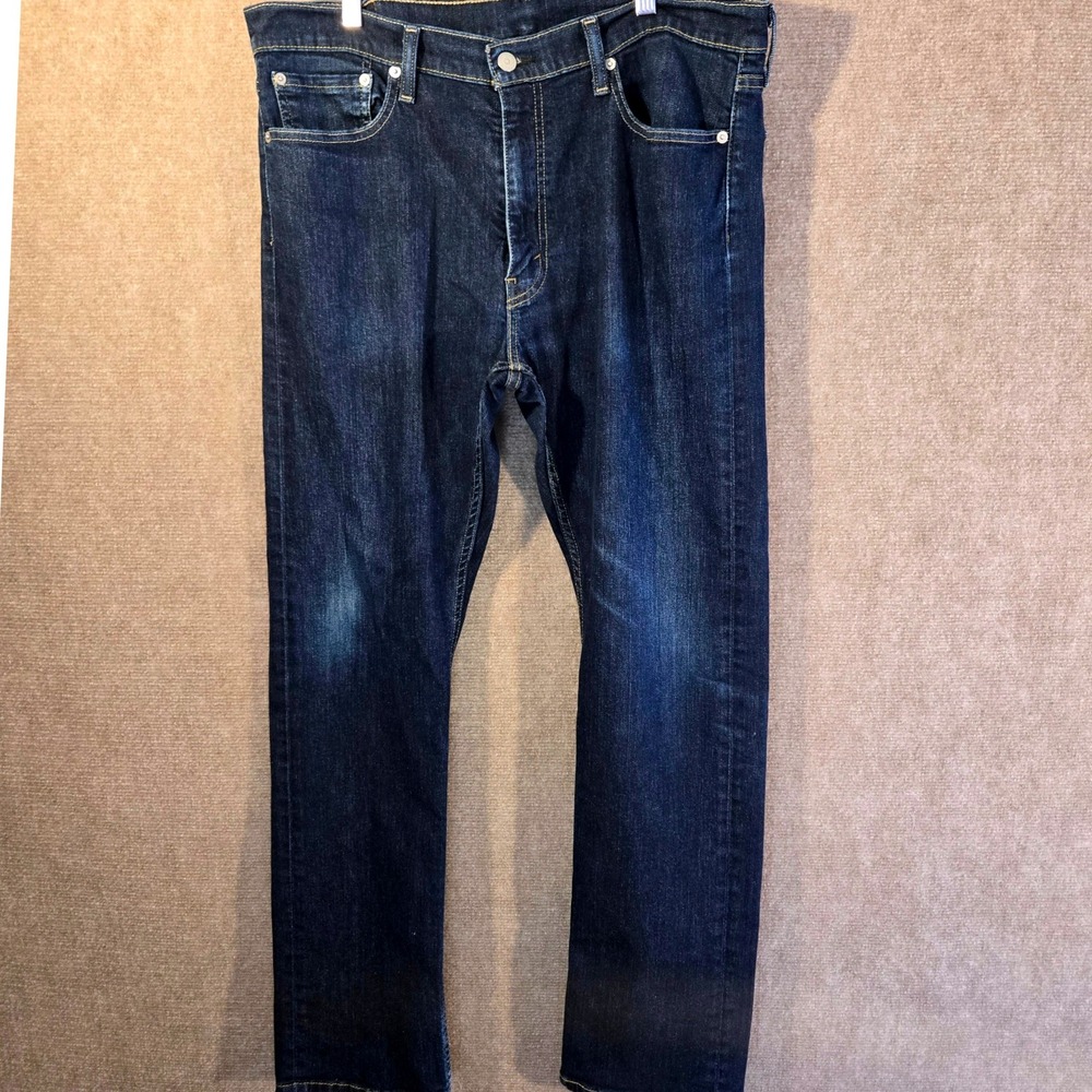 Levis 513 Slim Straight Jeans Mens 36x32 Dark Indigo Blue Denim